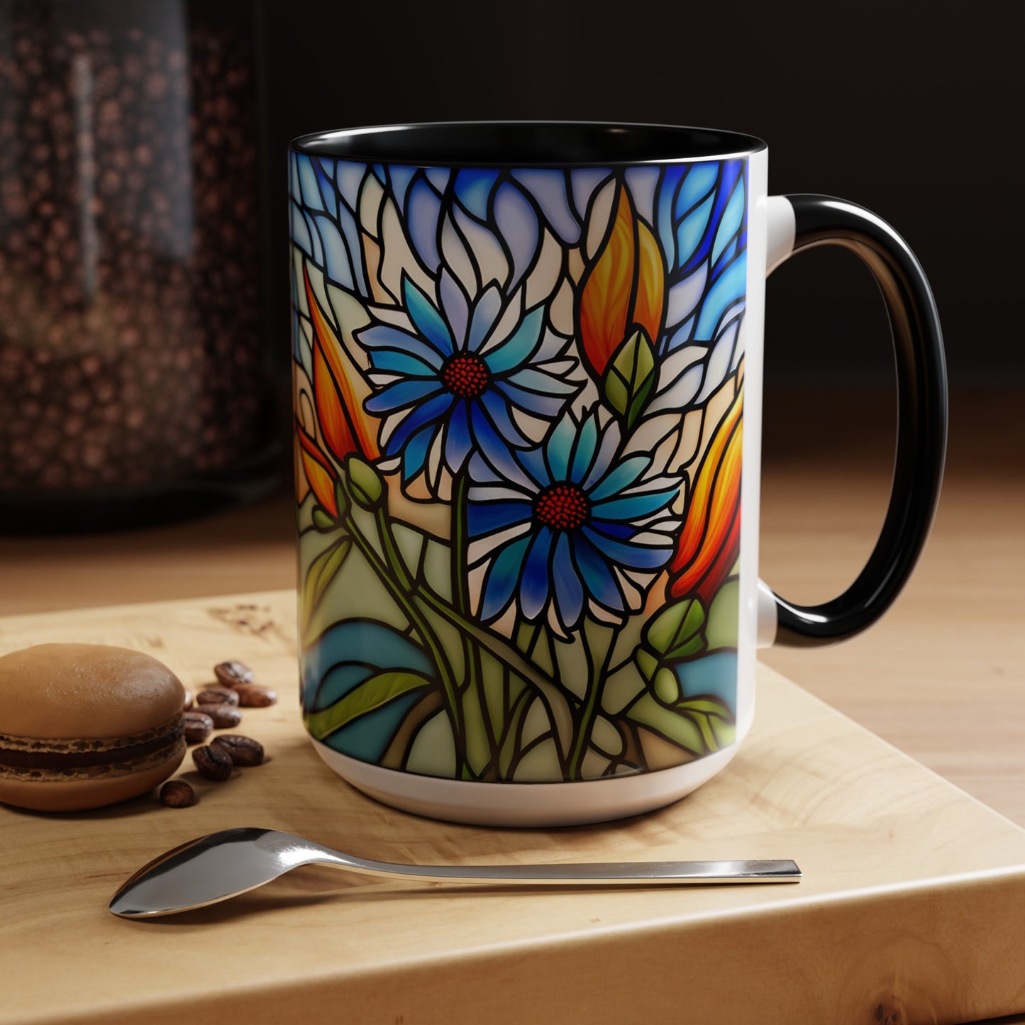 Cornflower Accent Coffee Mug  15oz