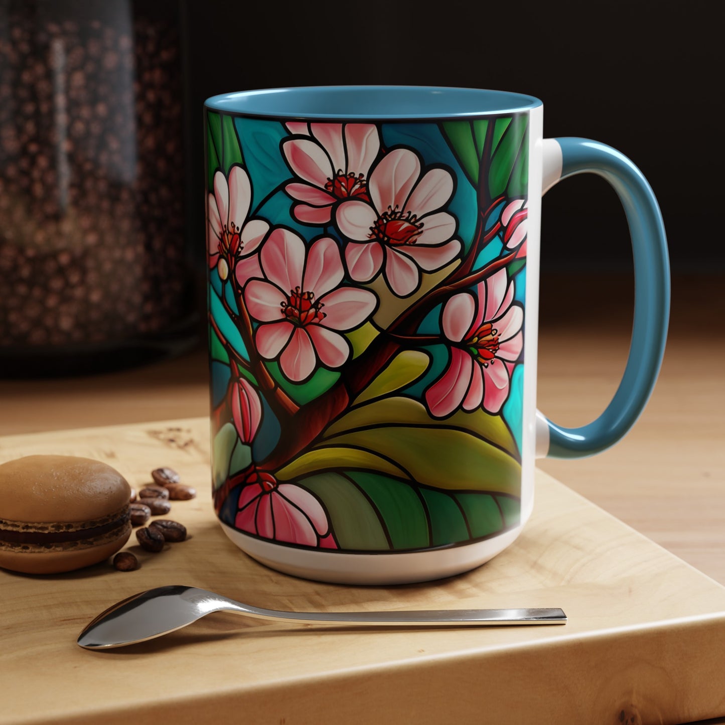 Cherry Blossom Accent Coffee Mug 15oz