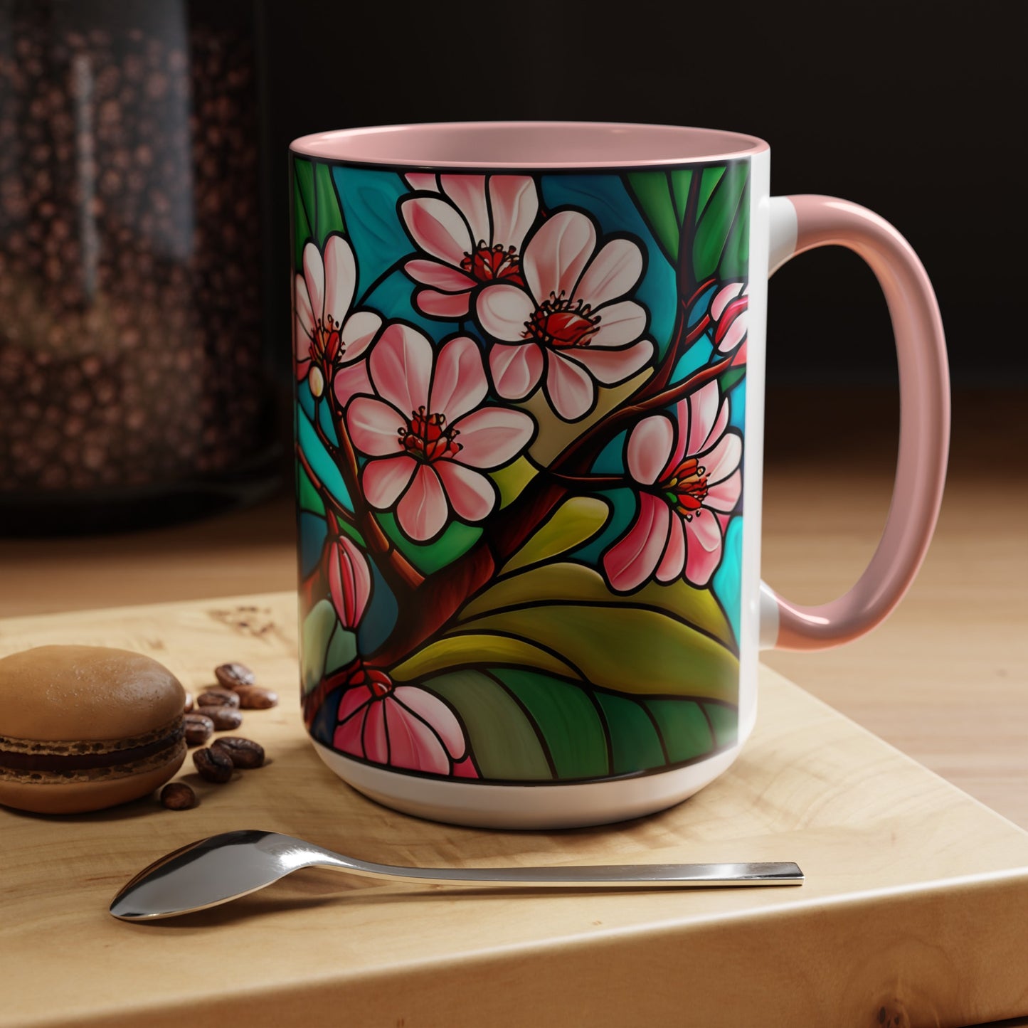 Cherry Blossom Accent Coffee Mug 15oz