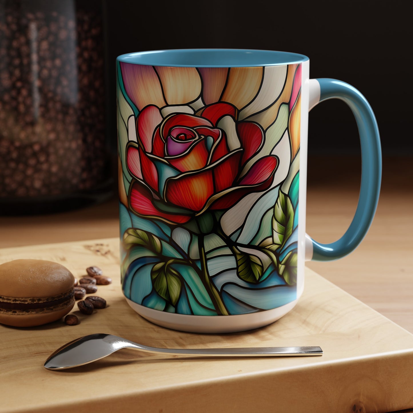 Rose Accent Coffee Mug 15oz