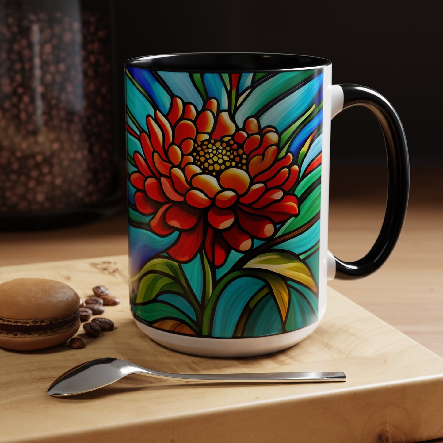 Chrysanthemum Accent Coffee Mug 15oz