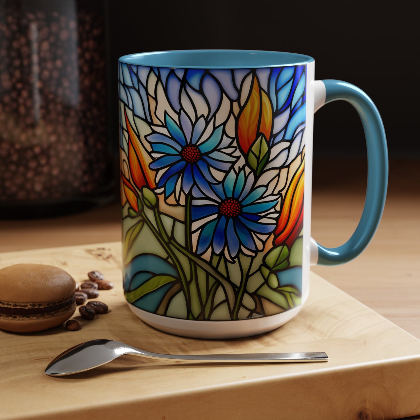 Cornflower Accent Coffee Mug  15oz