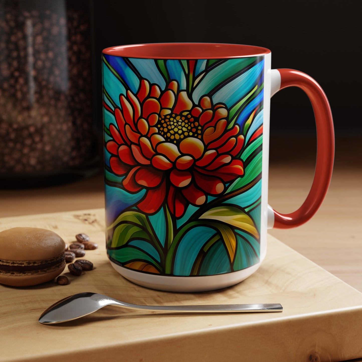 Chrysanthemum Accent Coffee Mug 15oz