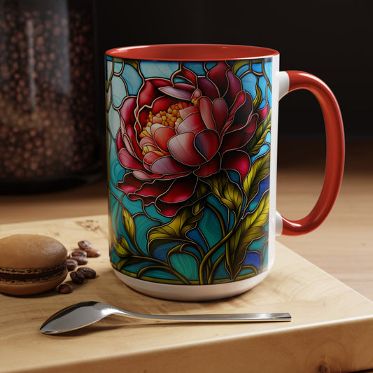 Peony Accent Coffee Mug 15oz