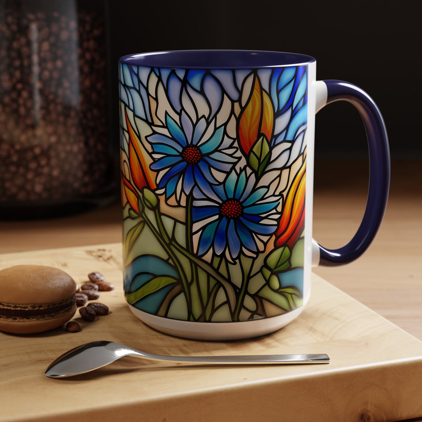 Cornflower Accent Coffee Mug  15oz