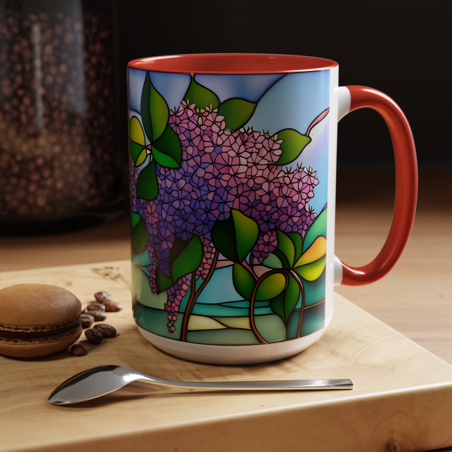 Lilac Accent Coffee Mug 15oz