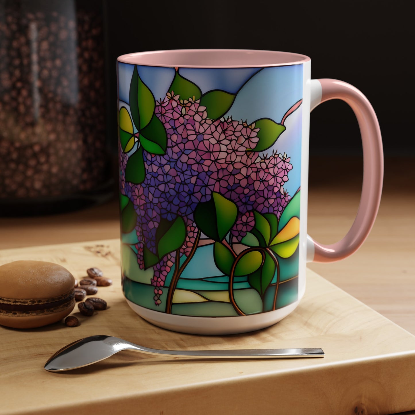 Lilac Accent Coffee Mug 15oz