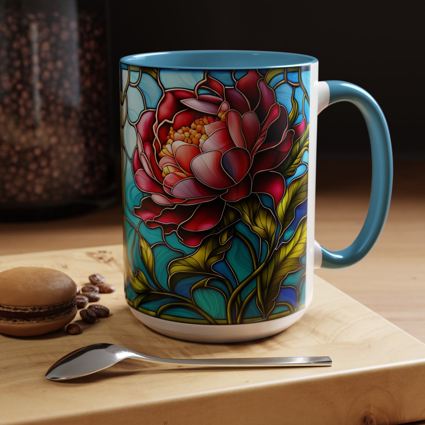 Peony Accent Coffee Mug 15oz