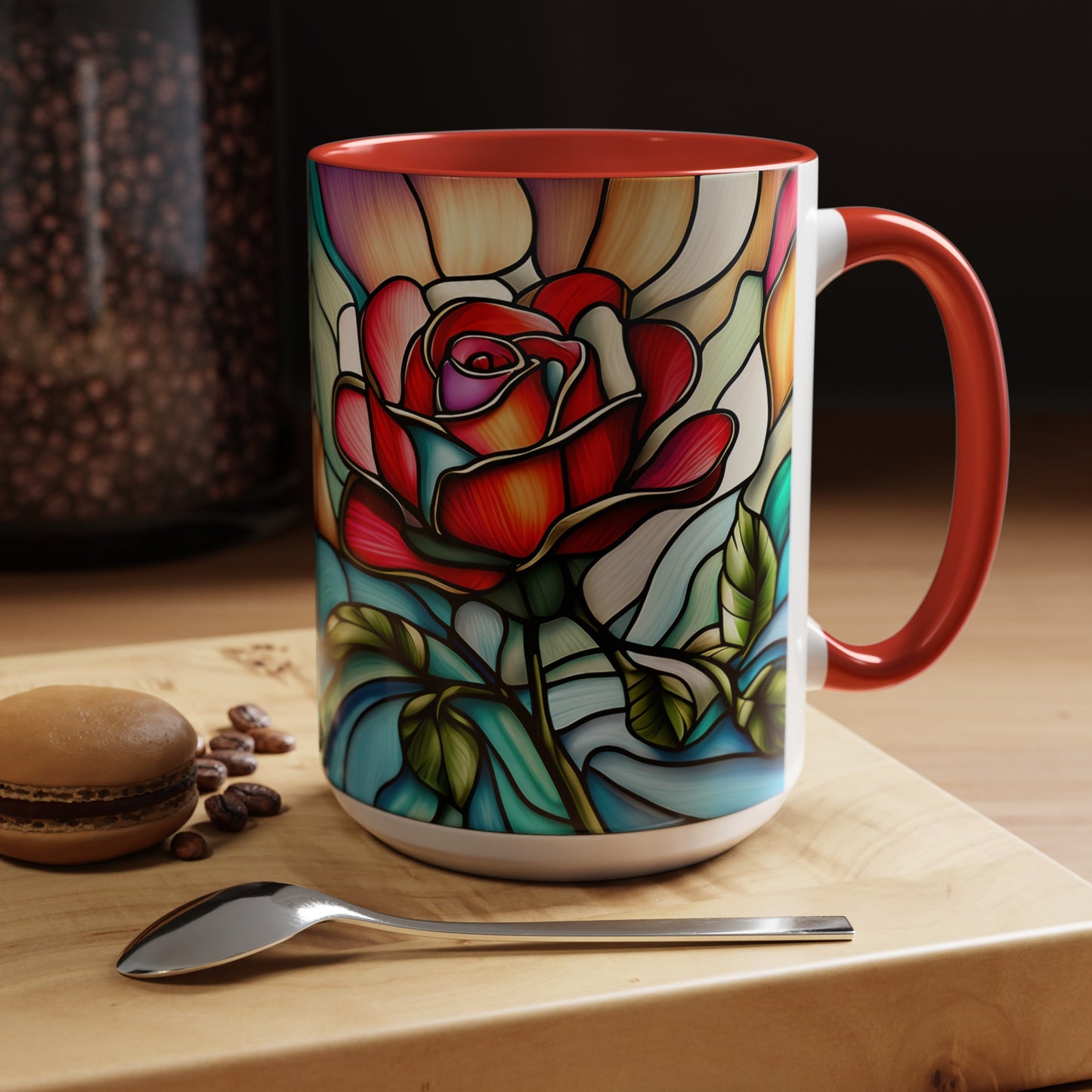 Rose Accent Coffee Mug 15oz