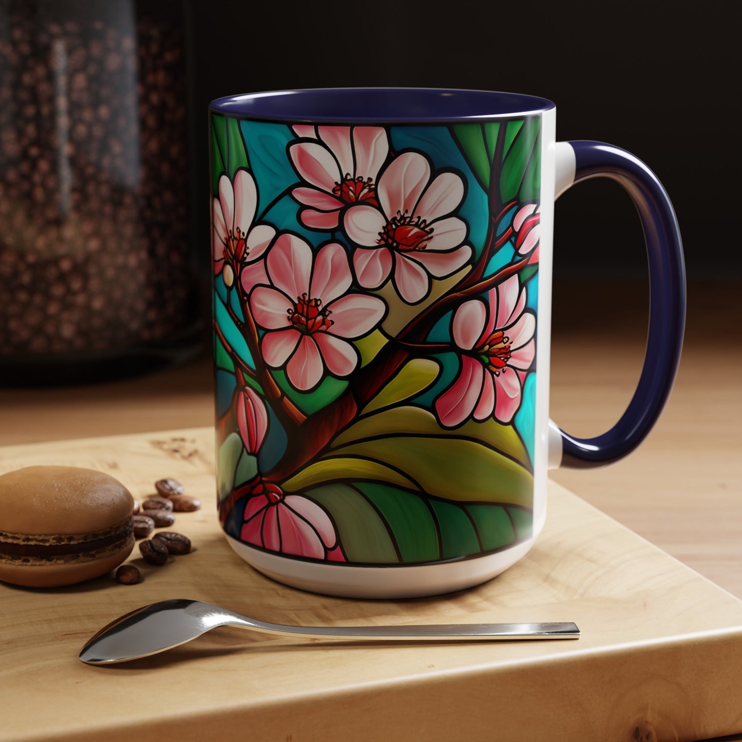 Cherry Blossom Accent Coffee Mug 15oz