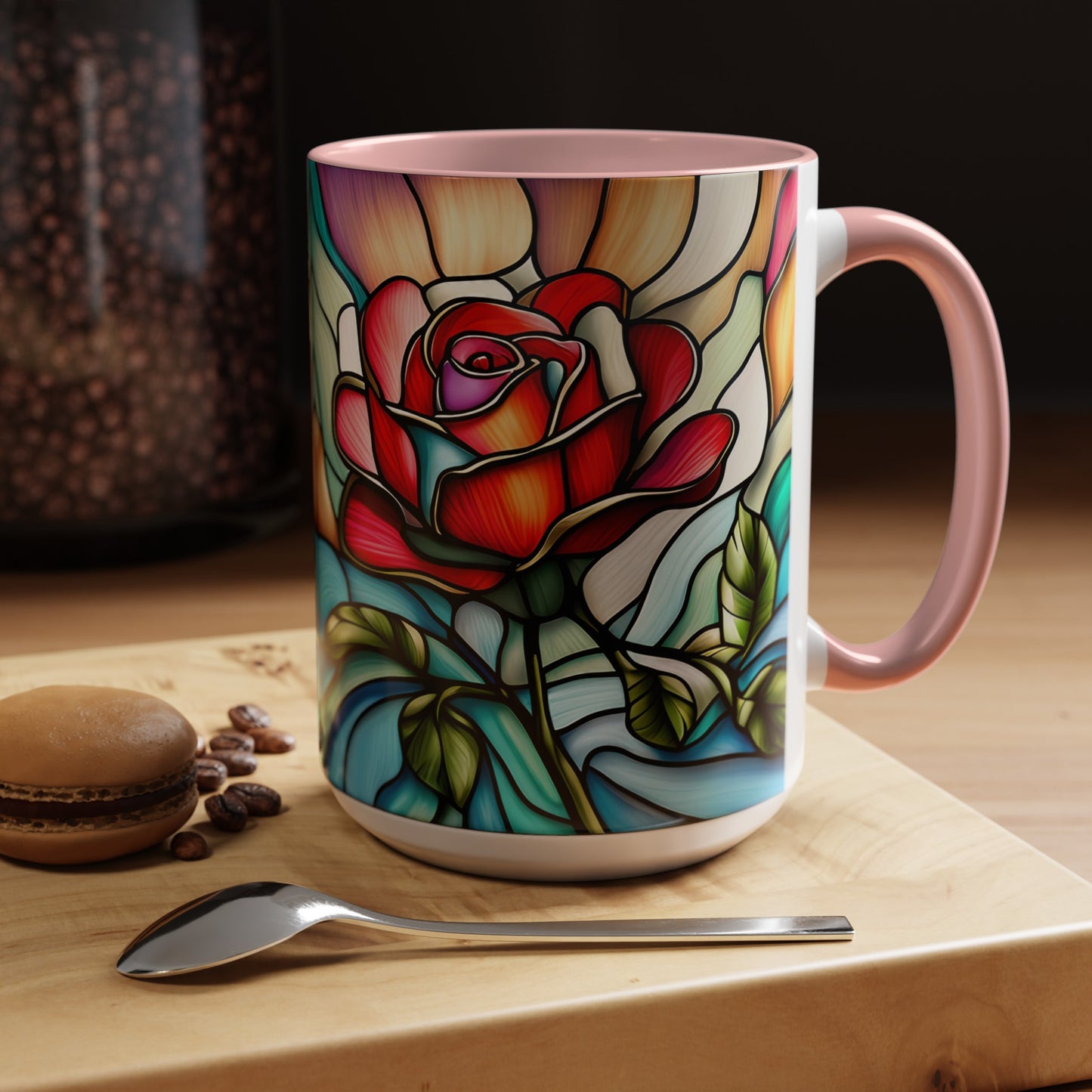 Rose Accent Coffee Mug 15oz