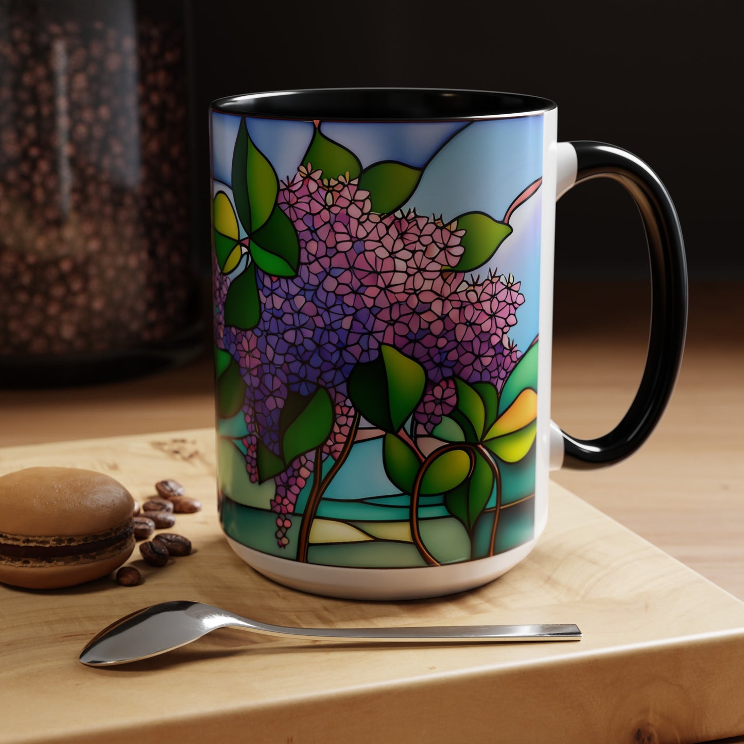 Lilac Accent Coffee Mug 15oz