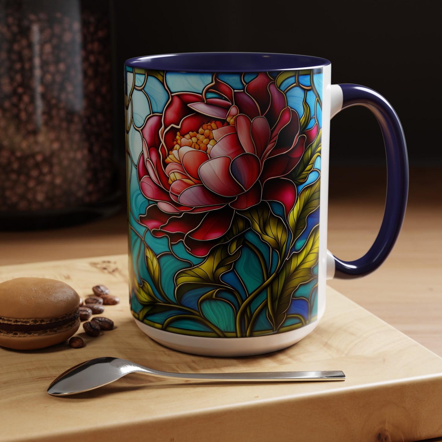 Peony Accent Coffee Mug 15oz