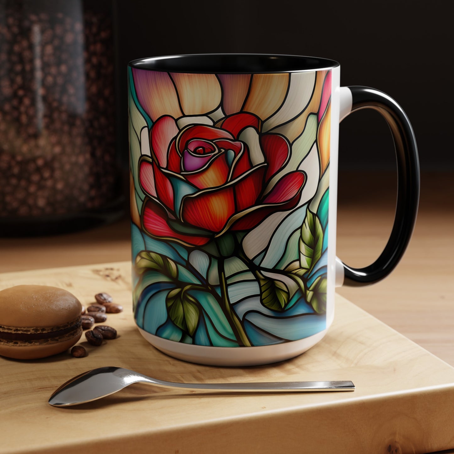 Rose Accent Coffee Mug 15oz