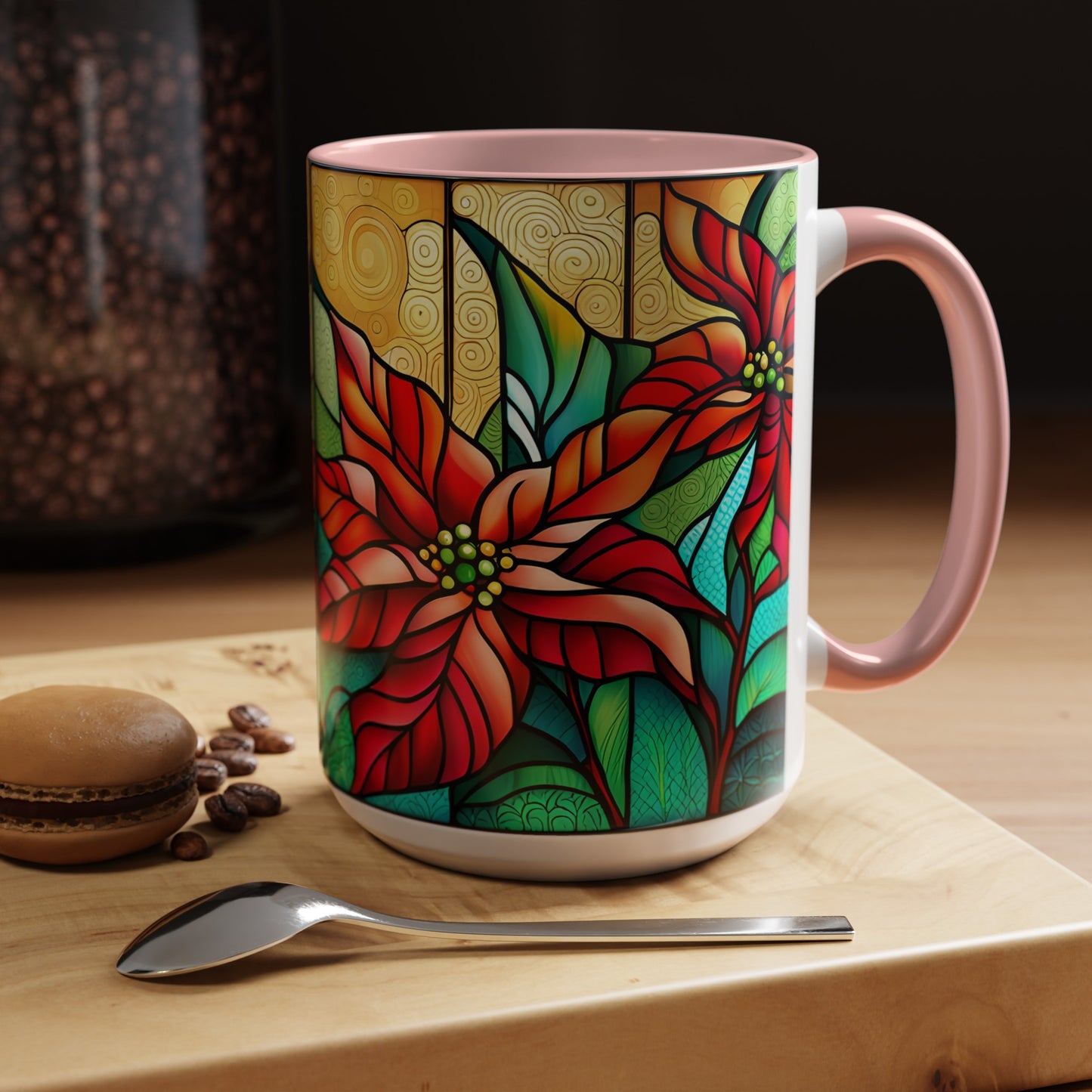 Poinsettia Accent Coffee Mug 15oz