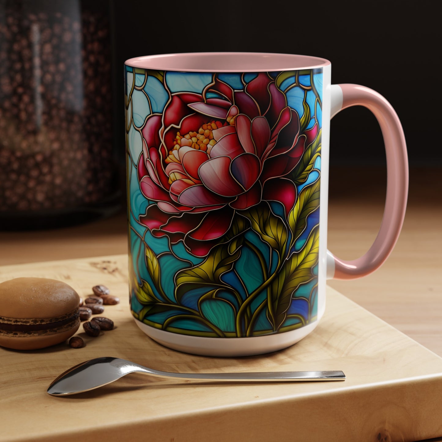 Peony Accent Coffee Mug 15oz