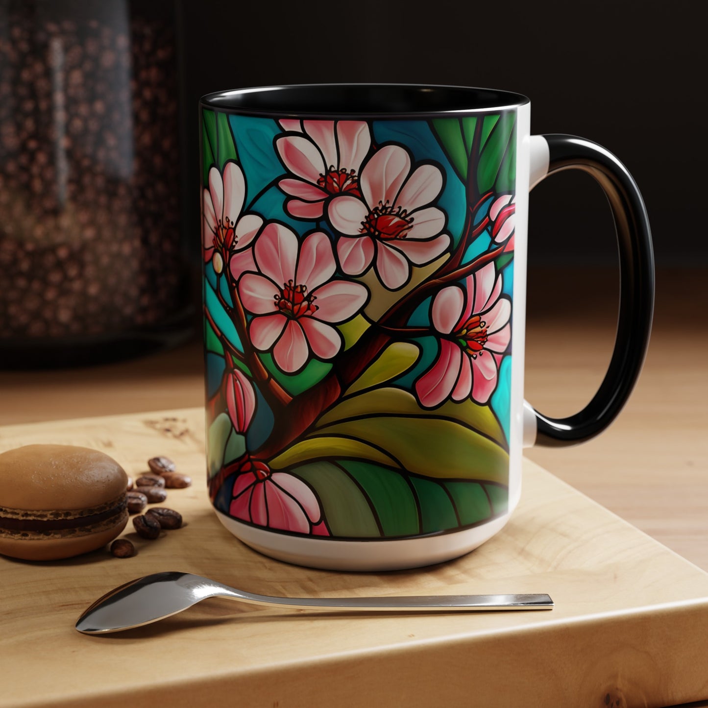 Cherry Blossom Accent Coffee Mug 15oz