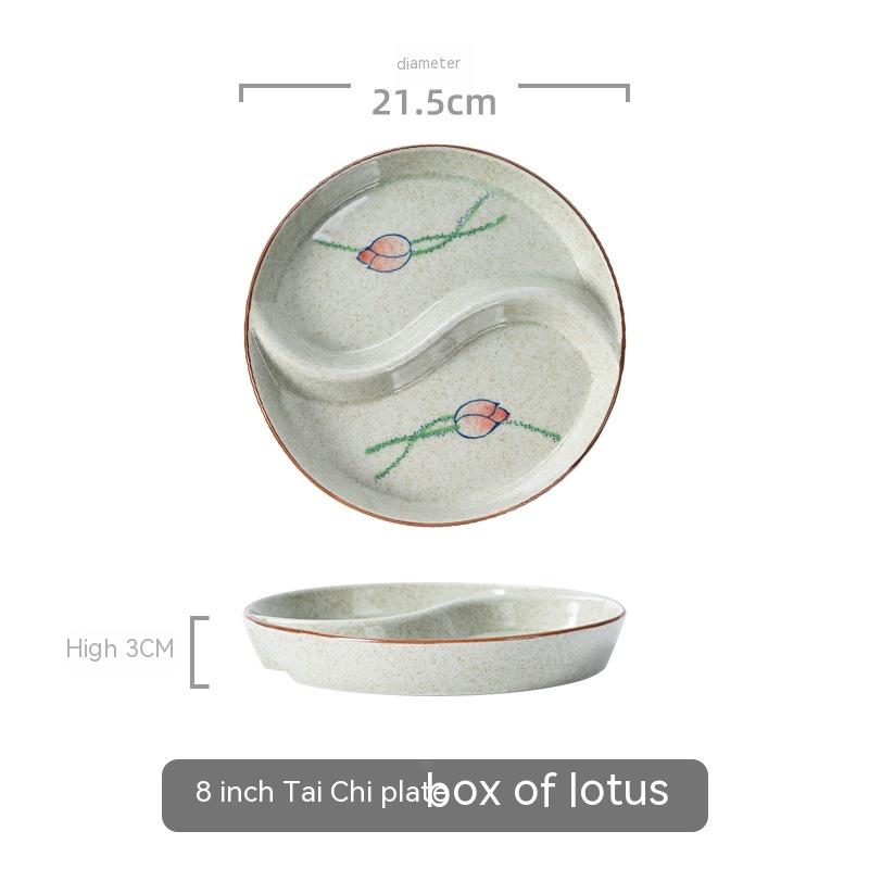 Ceramic Double Grid Eight Trigrams Mandarin Duck Dining Plate