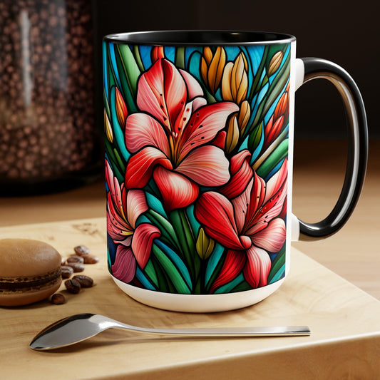 Alstroemeria Coffee Mugs | Two-Tone Coffee Mugs | Sip And Chat Mosaics